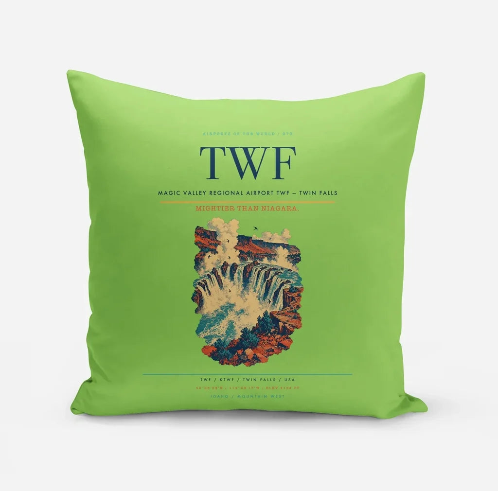 Magic Valley Regional Airport (TWF) design on light green pillow