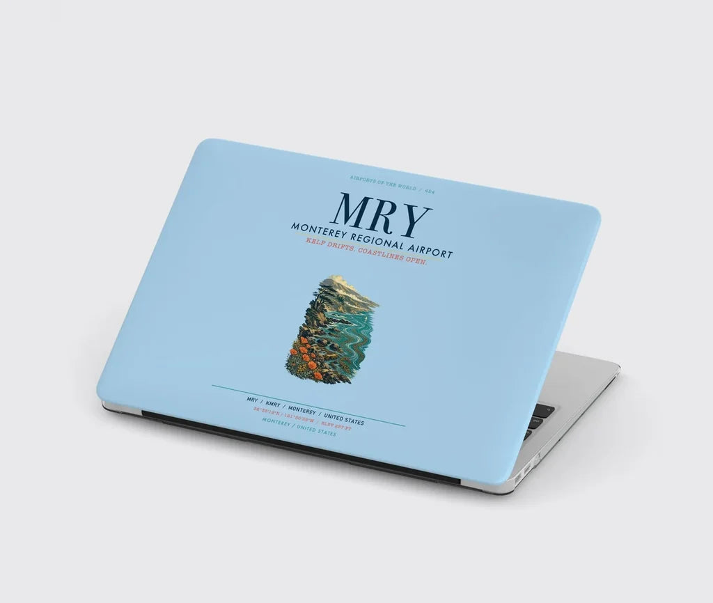 Monterey Regional Airport (MRY) design on light blue MacBook case