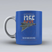 Thumbnail for Saab J 35F Draken design on blue ceramic mug, double-side print