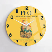 Thumbnail for Paphos International Airport (PFO) design on yellow no frame wall clock
