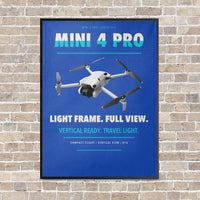 Thumbnail for DJI Mini 4 Pro vertical canvas print - framed - blue background