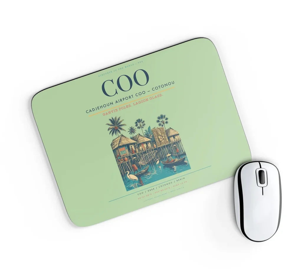 Cadjehoun Airport (COO) design on light green rectangle mouse pad