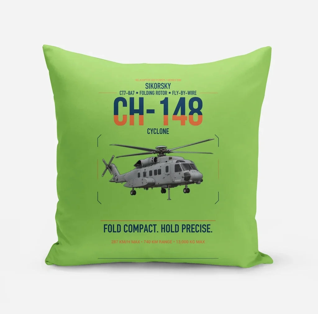 Sikorsky CH-148 Cyclone design on light green pillow