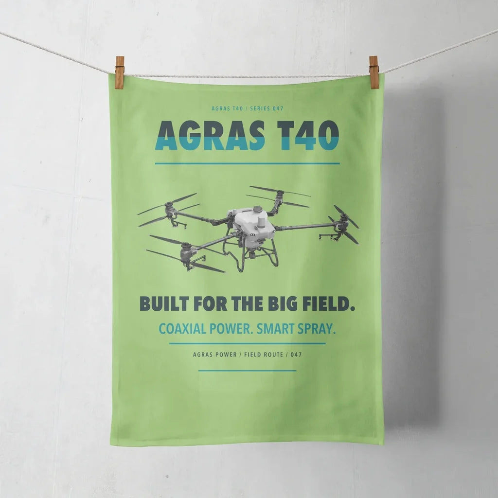 DJI Agras T40 design on light green towel