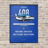 Thumbnail for Cessna 408 SkyCourier vertical canvas print - framed - blue background