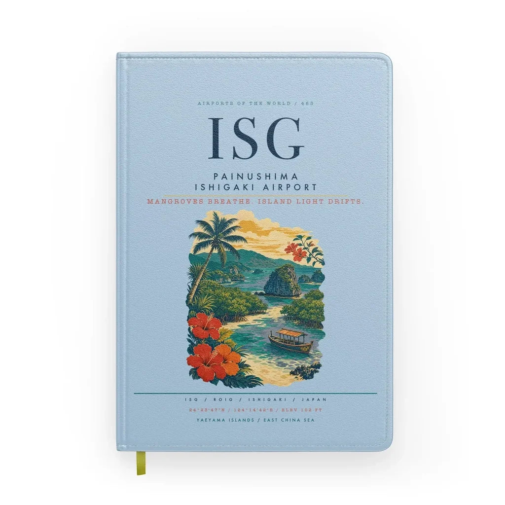 Painushima Ishigaki Airport (ISG) design on light blue notebook
