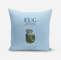 Thumbnail for Eugene Airport Mahlon Sweet Field (EUG) design on light blue pillow