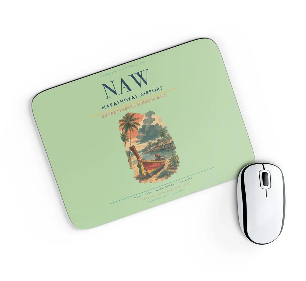 Narathiwat Airport (NAW) design on light green rectangle mouse pad