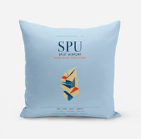 Thumbnail for Split Airport (SPU) design on light blue pillow