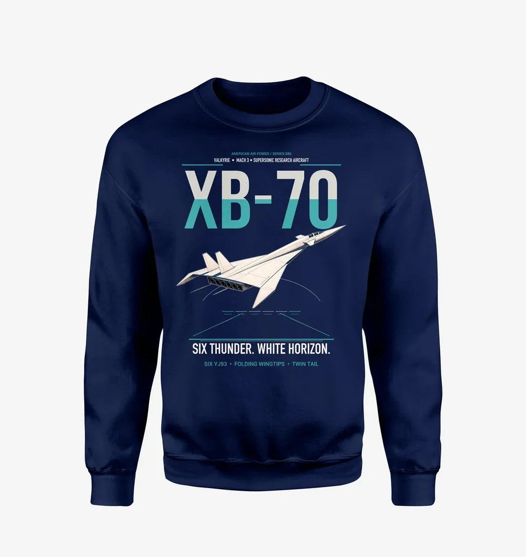 XB-70A Valkyrie design on navy blue sweatshirt