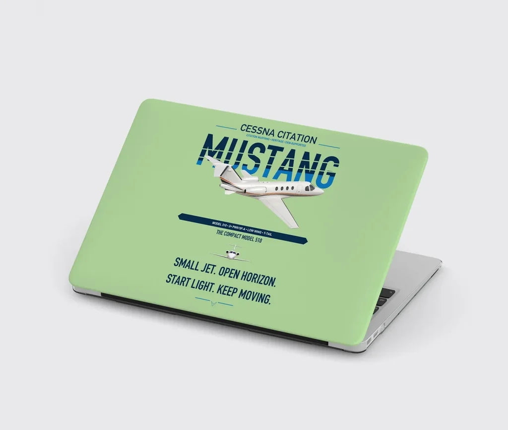 Cessna Citation Mustang design on light green MacBook case