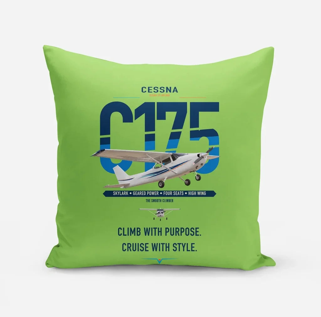 Cessna 175 Skylark design on light green pillow