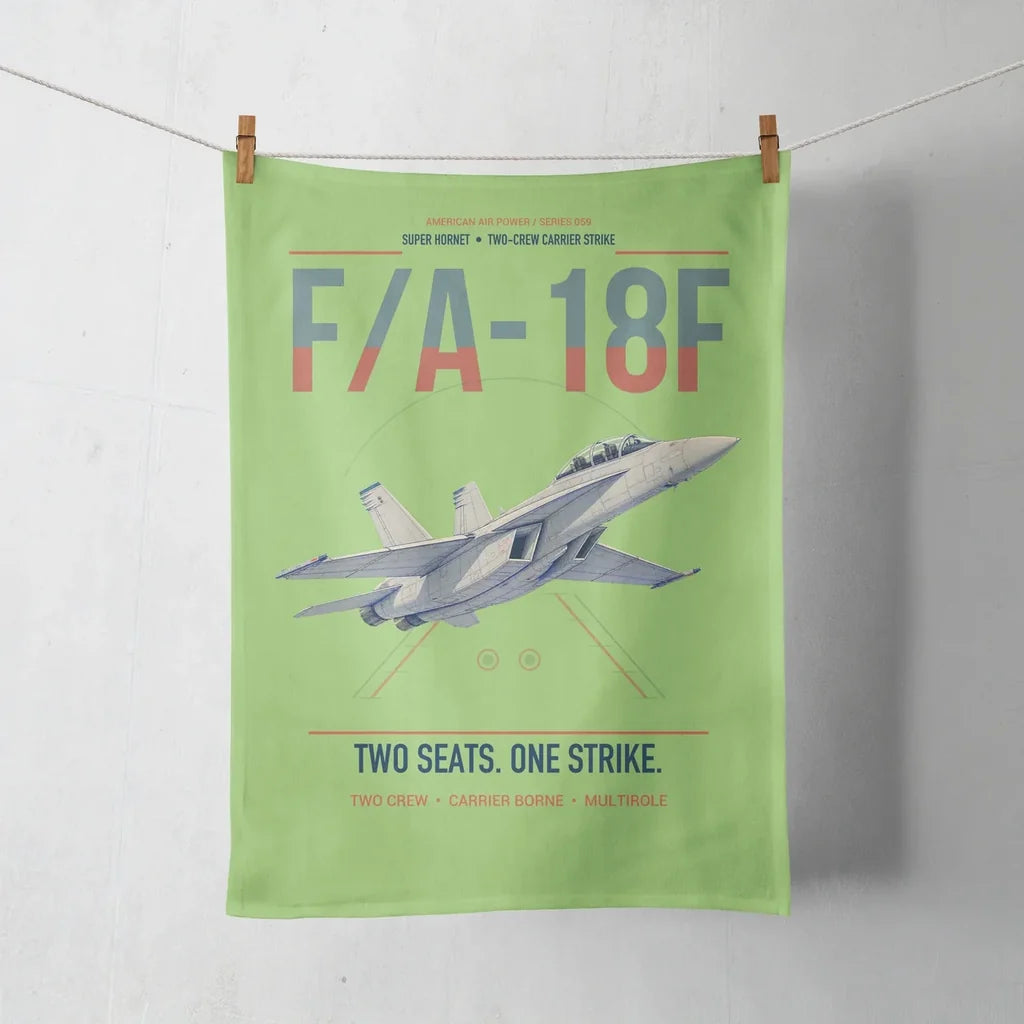 F-A-18F Super Hornet design on light green towel