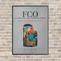Thumbnail for Rome Leonardo da Vinci Fiumicino Airport FCO vertical canvas print - framed - light gray background