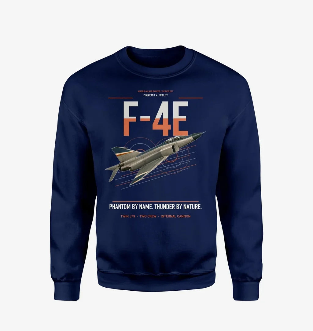F-4E Phantom II design on navy blue sweatshirt