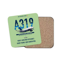 Thumbnail for Airbus A319neo design on light green 1 piece coaster