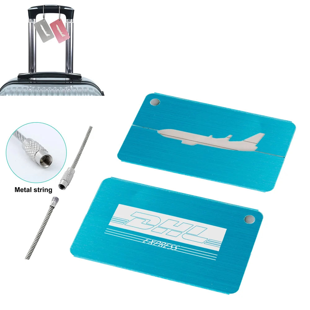 DHL Aviation Aluminum Airplane Luggage tag in blue