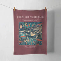 Thumbnail for VINTAGE G4063 - The Night Anchorage - Designed Towels design on darkred