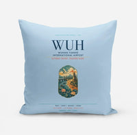 Thumbnail for Wuhan Tianhe International Airport (WUH) design on light blue pillow