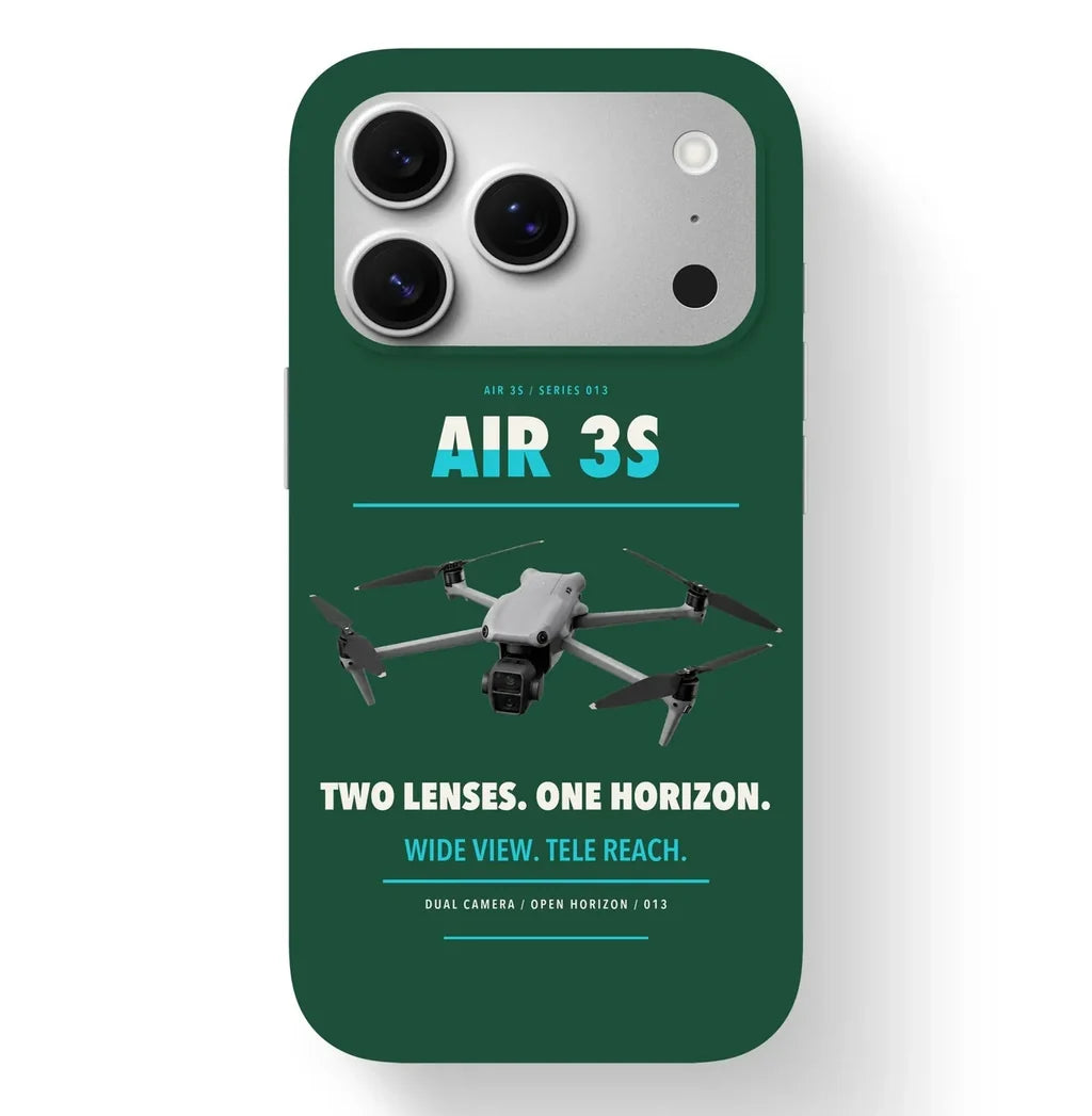 DJI Air 3S Case design on dark green iphone case