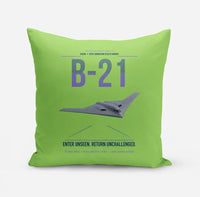 Thumbnail for B-21 Raider design on light green pillow