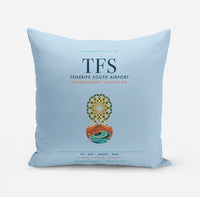 Thumbnail for Tenerife South Airport (TFS) design on light blue pillow