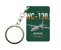 Thumbnail for WC-130J Hurricane Hunter design on dark green designed key chain, double-side print