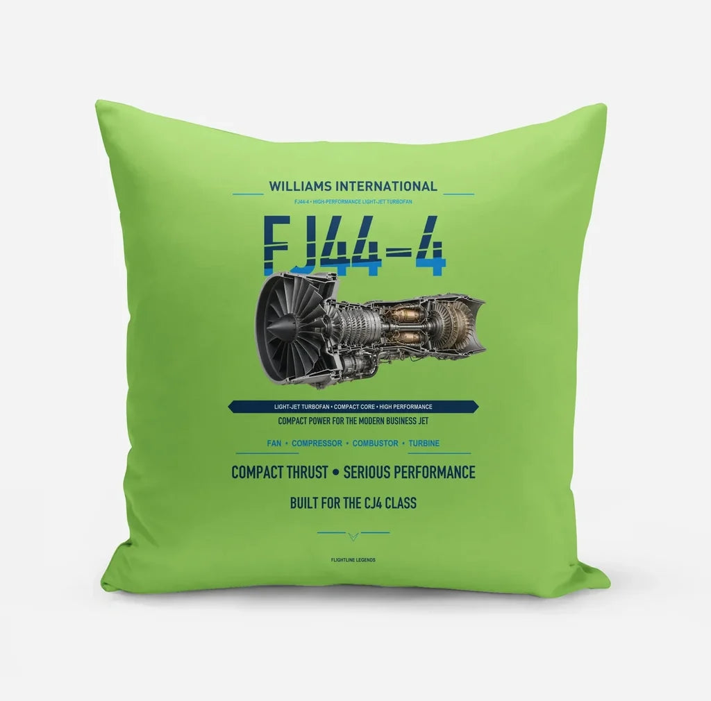 FJ44-4 design on light green pillow