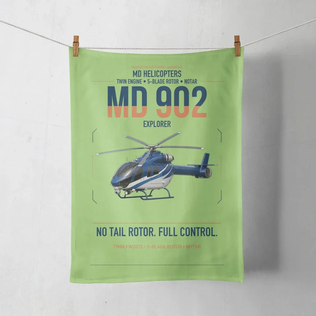 MD Helicopters MD 902 Explorer design on light green towel
