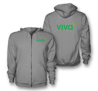 Thumbnail for Viva Aerobus logo on gray zipped hoodie