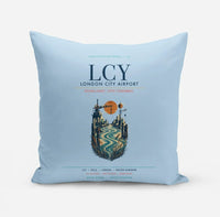 Thumbnail for London City Airport (LCY) design on light blue pillow