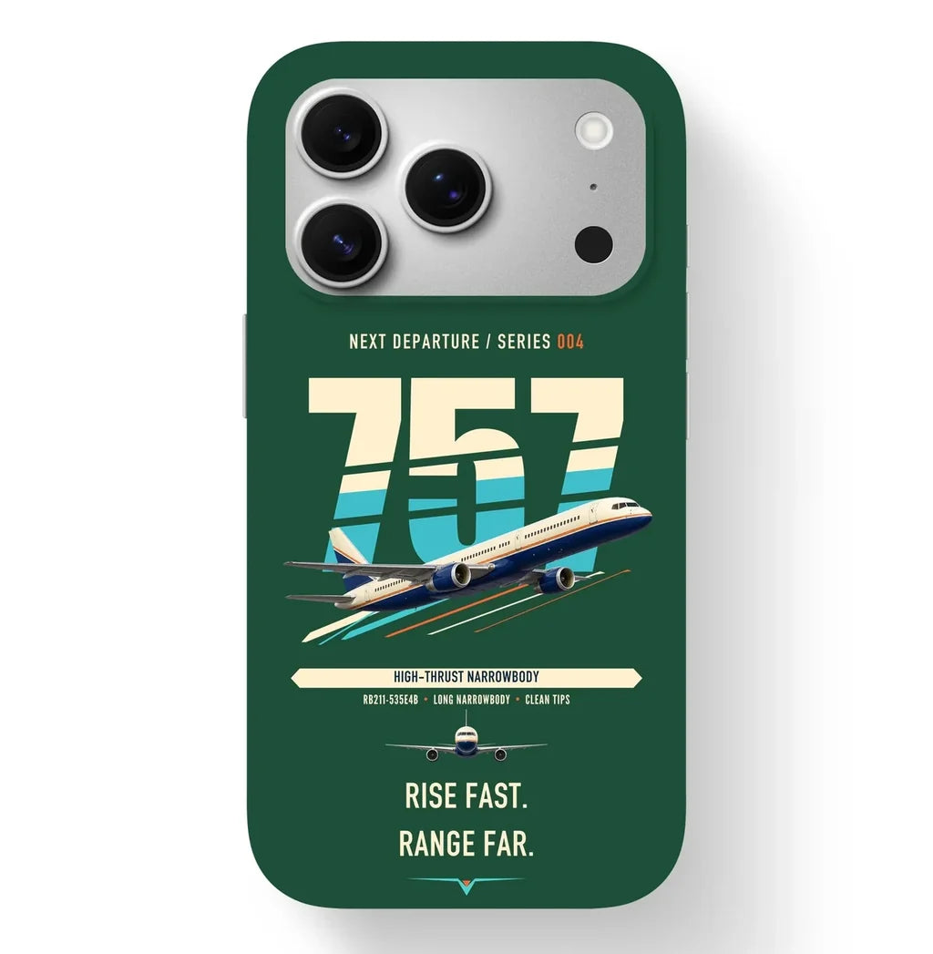 Boeing 757-200 design on dark green magsafe iphone case