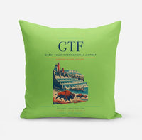 Thumbnail for Great Falls International Airport (GTF) design on light green pillow