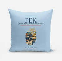 Thumbnail for Beijing Capital International Airport (PEK) design on light blue pillow