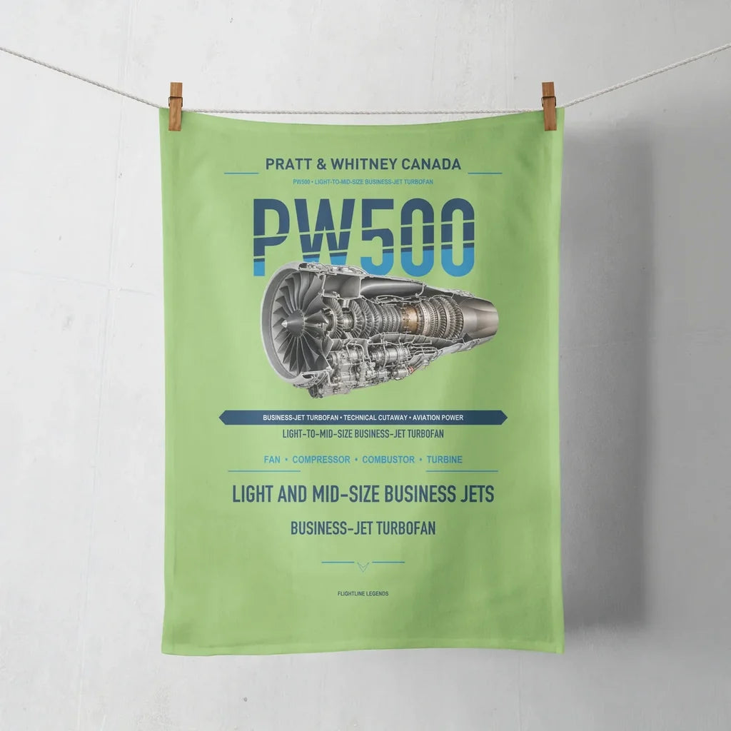 PW500 design on light green towel