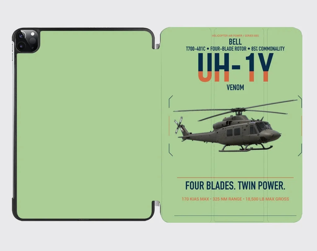Bell UH-1Y Venom design on light green ipad tablet case