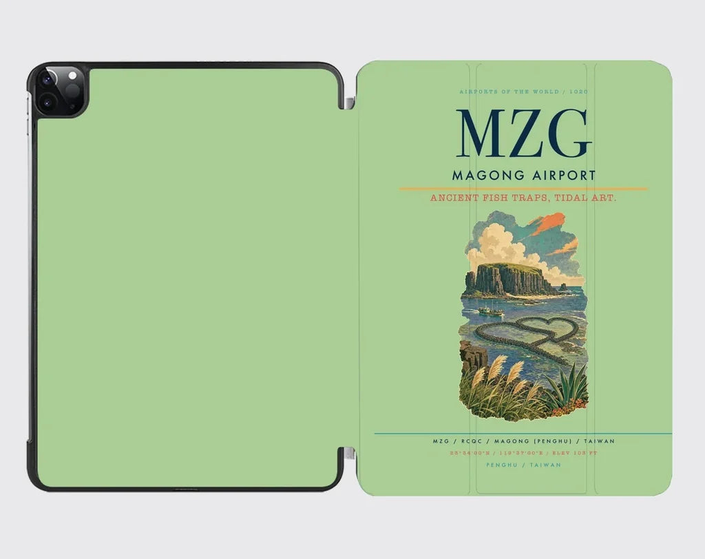 Magong Airport (MZG) design on light green ipad tablet case