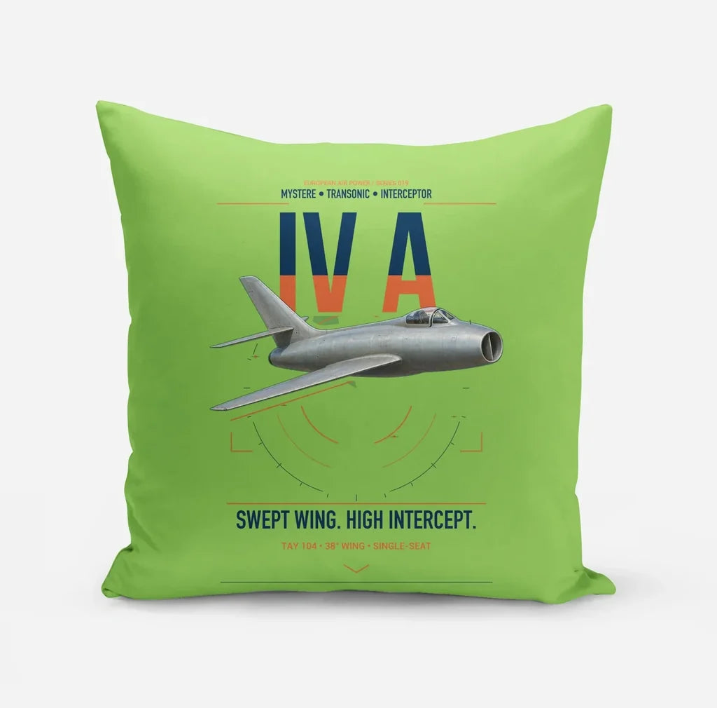 Dassault Mystère IV A design on light green pillow