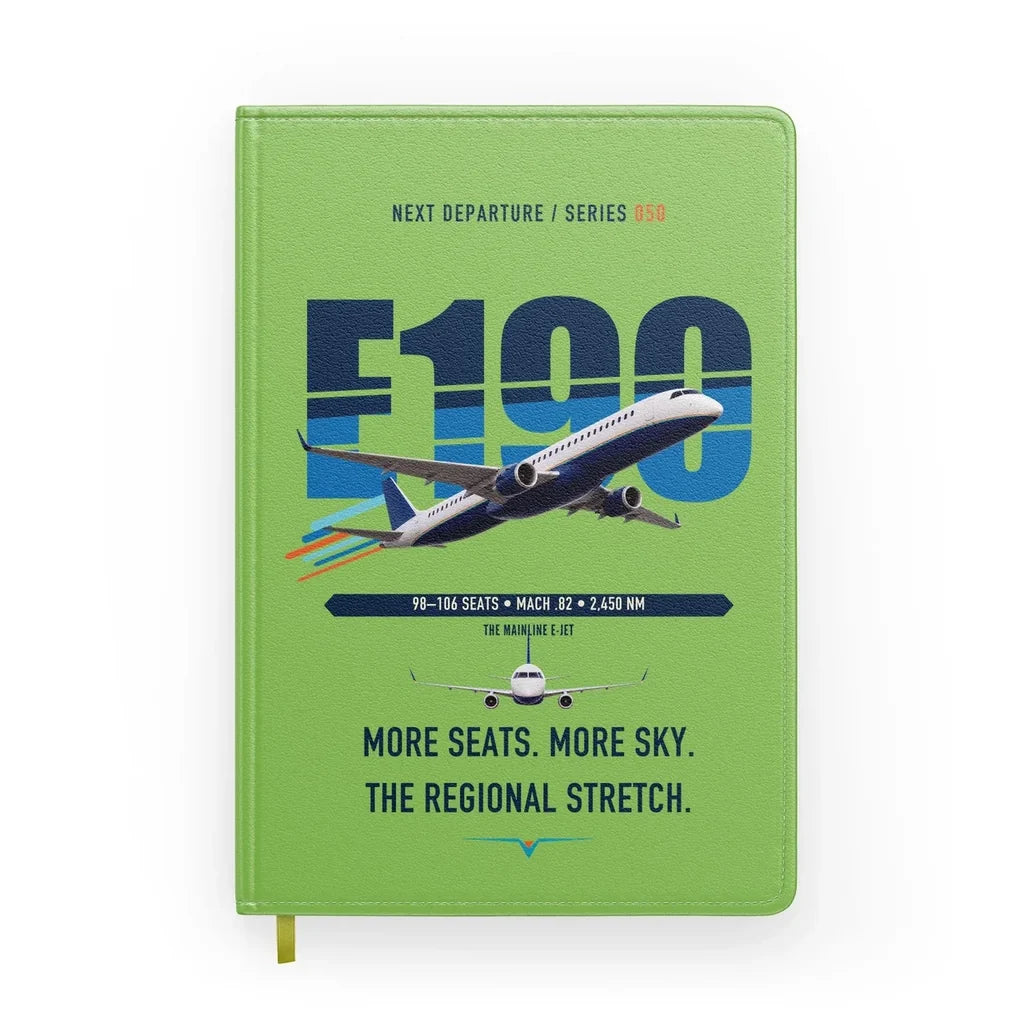 Embraer E190 design on light green notebook