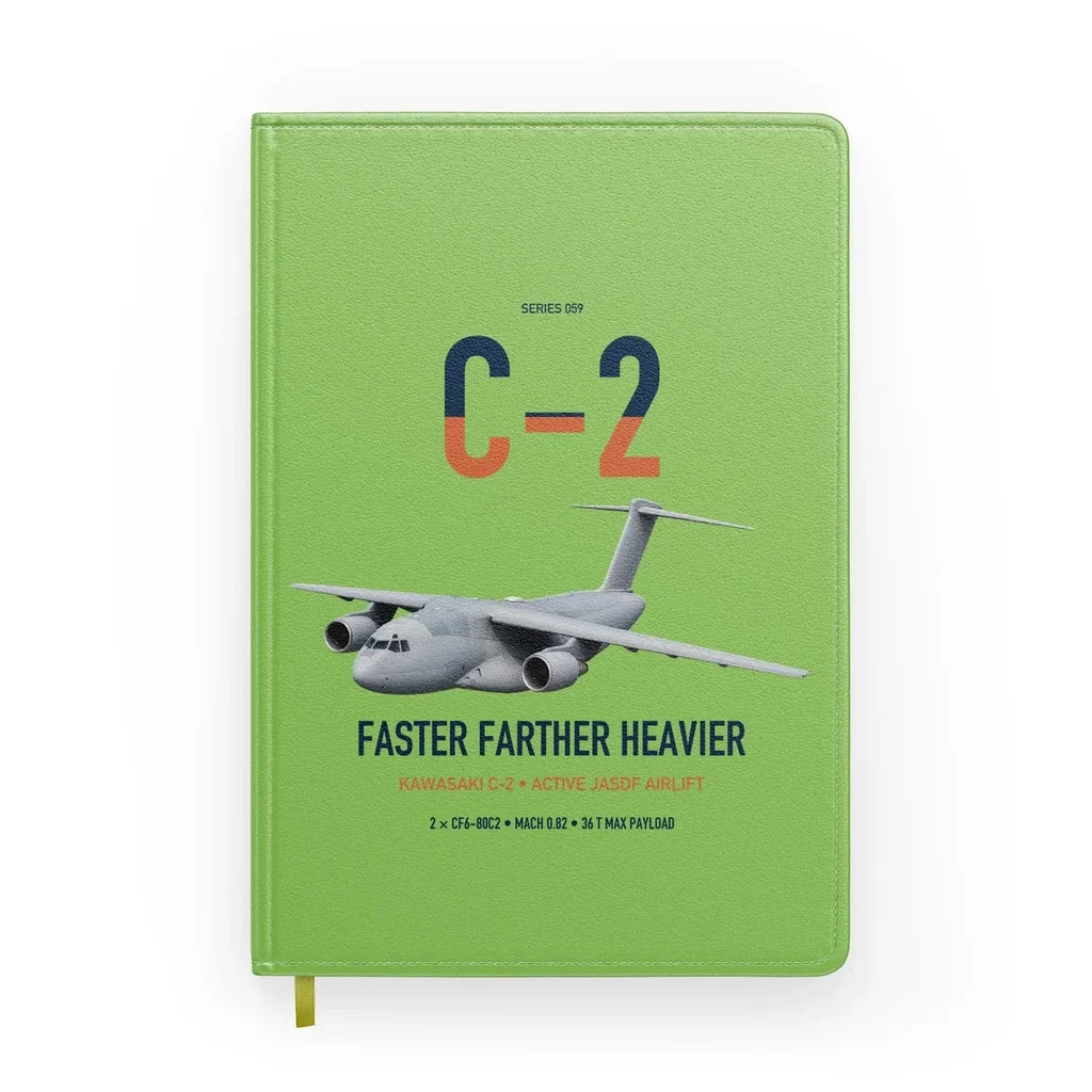 Kawasaki C-2 design on light green notebook