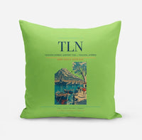 Thumbnail for Toulon-Hyères Airport (TLN) design on light green pillow