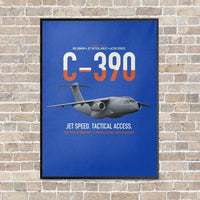 Thumbnail for C-390 Millennium vertical canvas print - framed - blue background