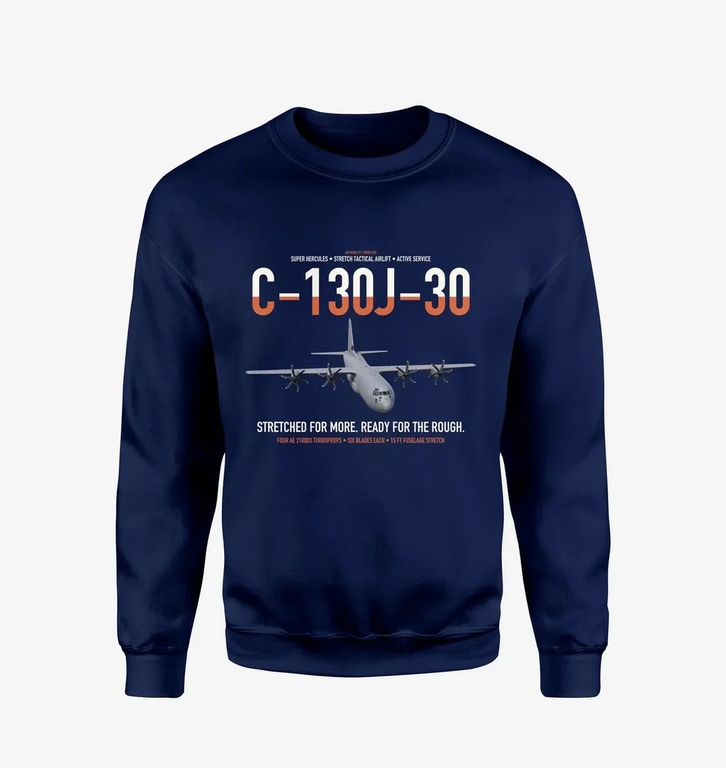 C-130J-30 Super Hercules design on navy blue sweatshirt