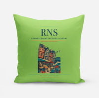 Thumbnail for Rennes–Saint-Jacques Airport (RNS) design on light green pillow