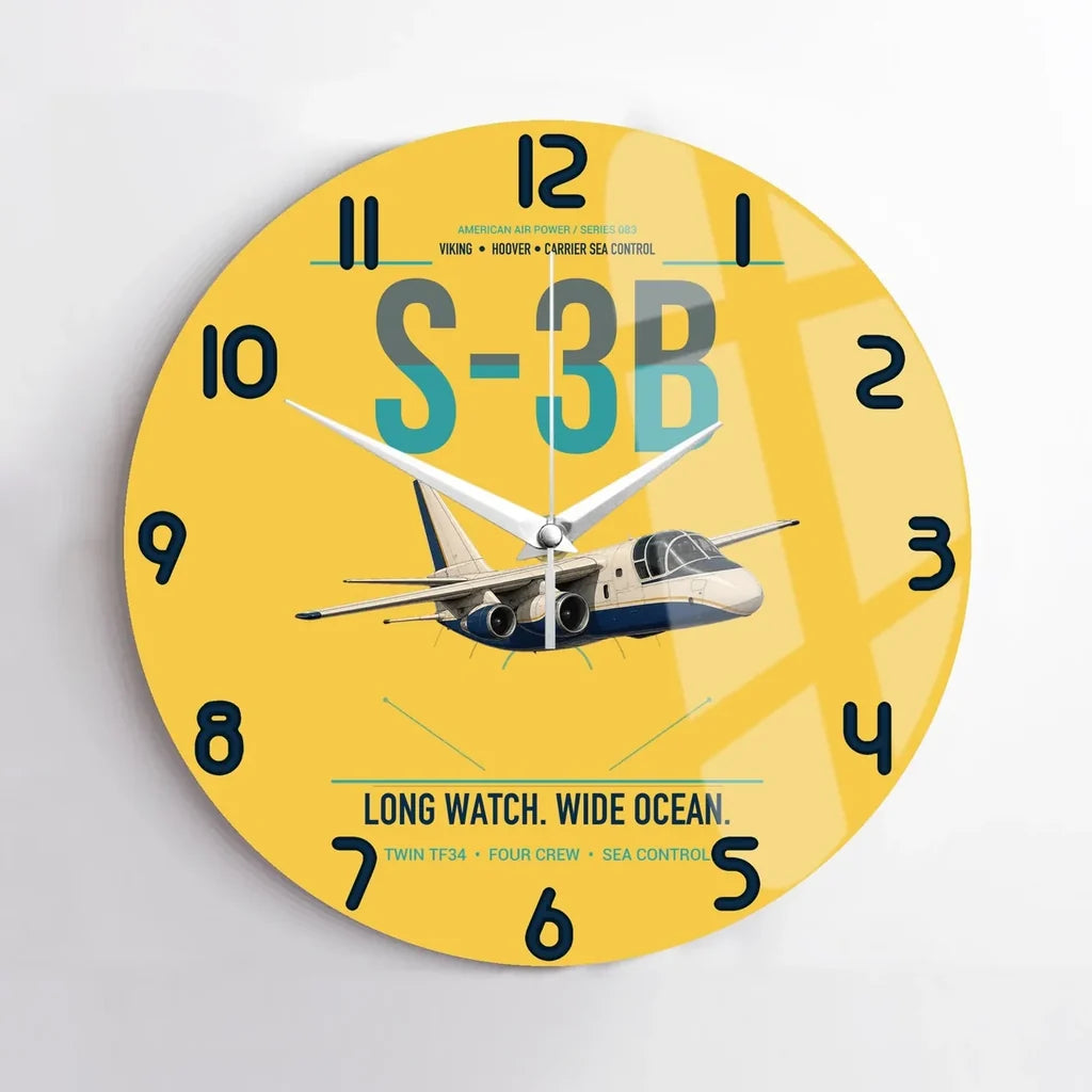S-3B Viking design on yellow no frame wall clock