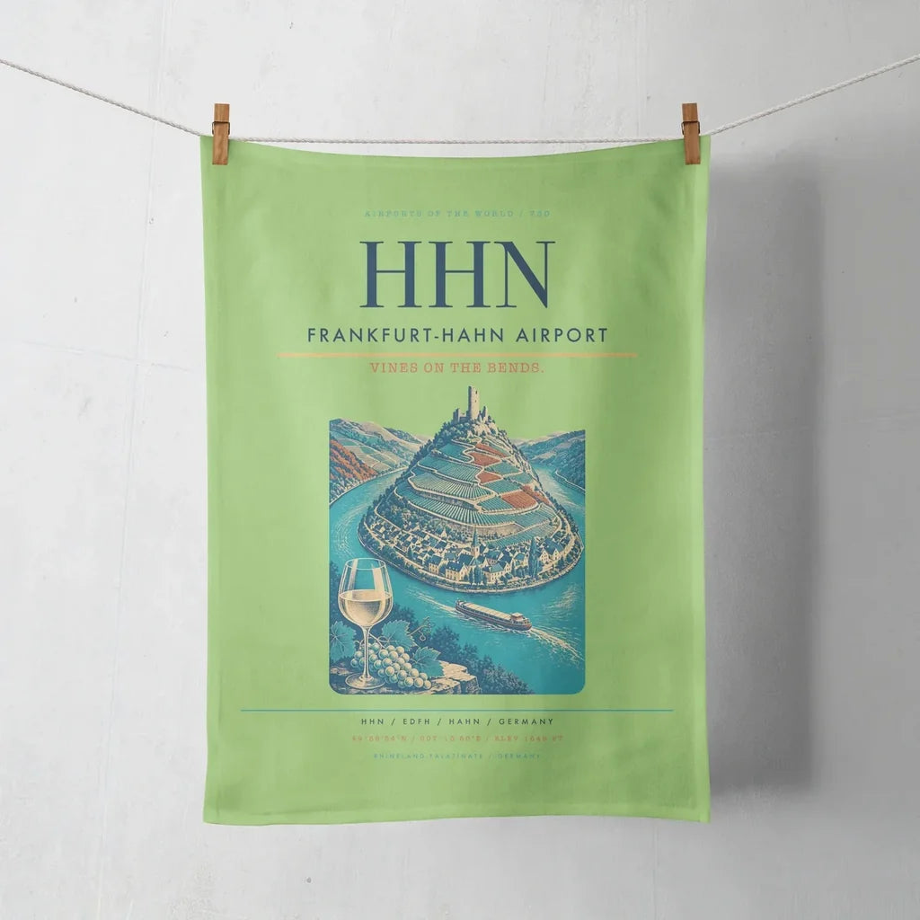 Frankfurt-Hahn Airport (HHN) design on light green towel