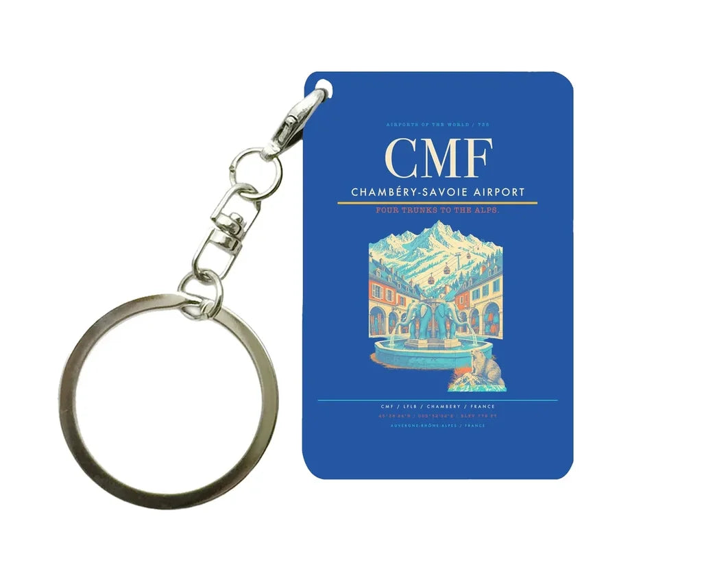 Chambéry-Savoie Airport (CMF) design on blue key chain