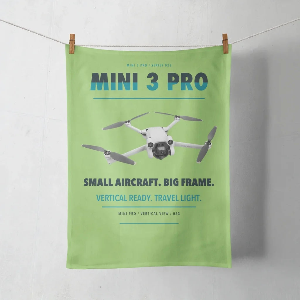 DJI Mini 3 Pro design on light green towel