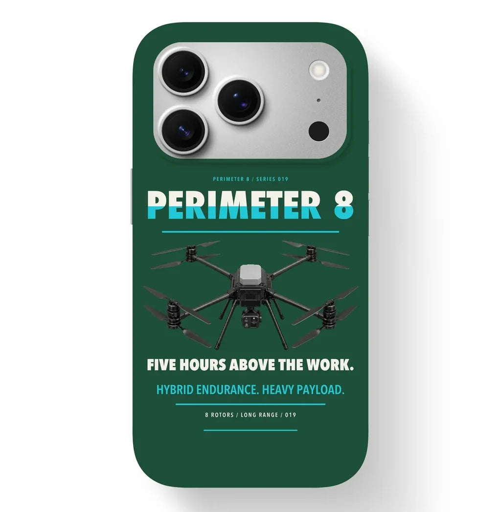 Skyfront Perimeter 8 Case design on dark green iphone case