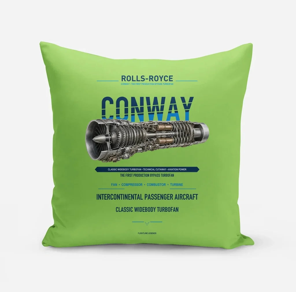 CONWAY design on light green pillow